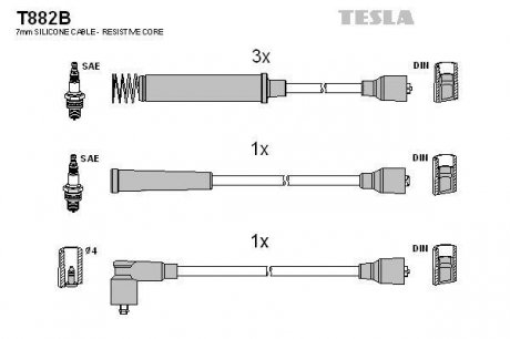 T882B TESLA Провода зажигания, комплект