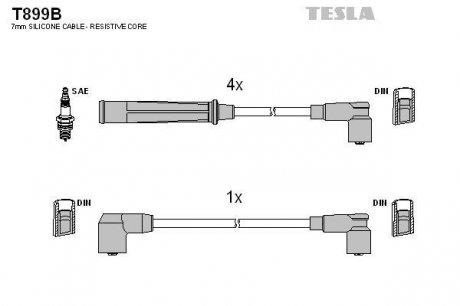 T899B TESLA Провода зажигания, комплект