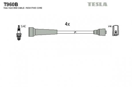 T960B TESLA Комплект высоковольтных проводов