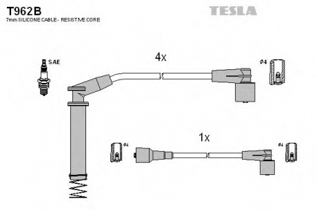T962B TESLA Провода в/в Opel 1.2-1.6 Corsa/Vectra