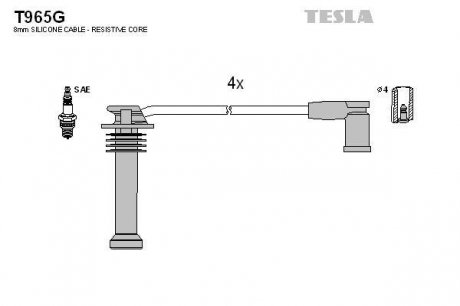 T965G TESLA Провода зажигания, комплект