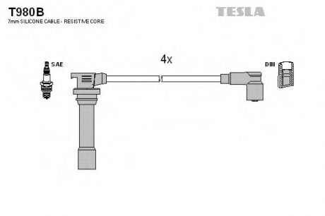 T980B TESLA Провод В/В Mazda 323 1.5 94-