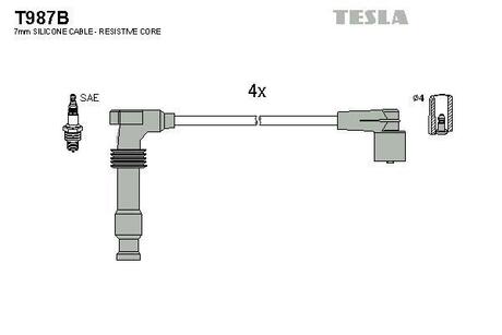 T987B TESLA Дроти запалення, набір