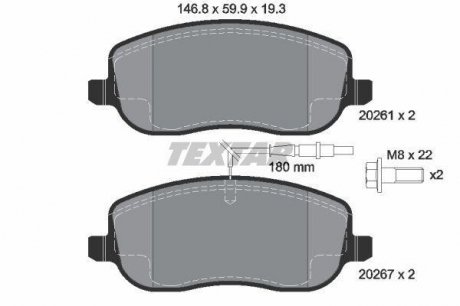 2026101 TEXTAR Комплект тормозных колодок, дисковый тормоз