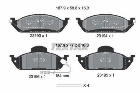 2319303 TEXTAR Тормозные колодки передние Mercedes ML W163