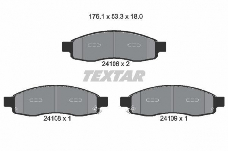 2410601 TEXTAR Комплект гальмівних колодок с 4 шт. дисків