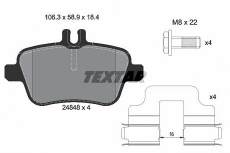 2484803 TEXTAR Комплект колодок дисковых