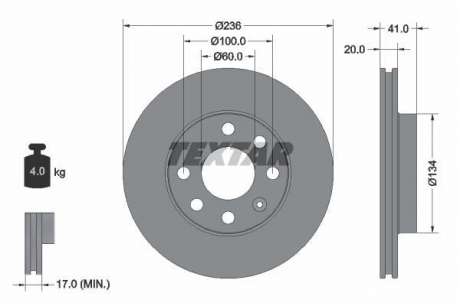 92029603 TEXTAR Диск тормозной