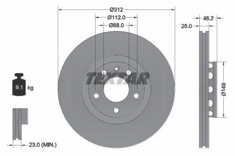 92106105 TEXTAR Тормозной диск