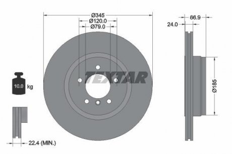 92123200 TEXTAR ДИСК ТОРМОЗНОЙ. BMW T. E60/61E63/65/66 345X24 05-