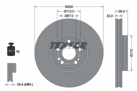 92307105 TEXTAR TARCZA HAMULCOWA PRZOD