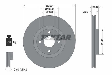 TARCZA HAMULCOWA 300X25 V 4-OTW FORD ECOSPORT 1,5TDCI 17> PRZOD PRO SZT TEXTAR 92315503