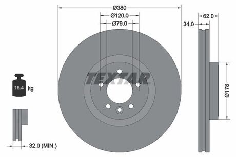 92316405 TEXTAR Диск тормозной