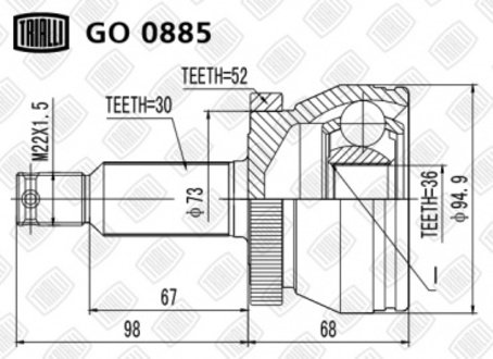 GO 0885 Trialli ШРУС наружный Santa fe/Sorento 2.0/2.2 CRDI (06-) (нар:30/вн:36/abs:52) (GO 0885) TRIALLI