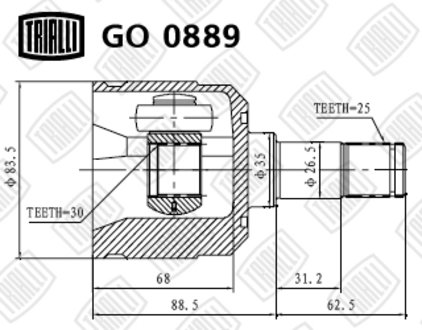 GO 0889 Trialli ШРУС внутренний Elantra 1.5/1.6 (00-) MT/AT (нар:25/вн:30) (GO 0889) TRIALLI