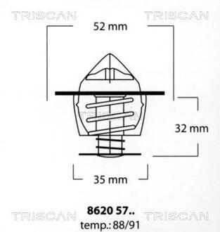 86205791 TRISCAN Термостат 92°C Ford Escort 1.8 i 16V 92-95/1.6 i 16V 95-99/Focus 2.0 i 16V 02-04/Mondeo 1.6 i 16V 93-96/Scorpio 2.9 i 24V 91-94