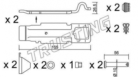 KIT.016 TRUSTING Монтажний комплект для колодок гальмівних