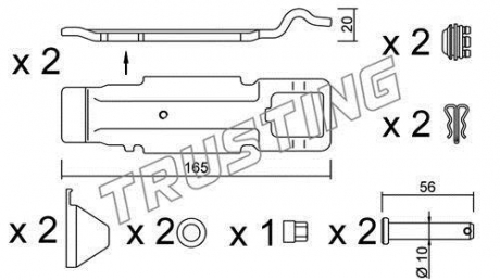 KIT.017 TRUSTING Монтажний комплект для колодок гальмівних