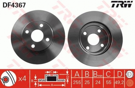 DF4367 TRW Тормозной диск