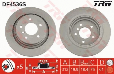 DF4536S TRW Тормозной диск