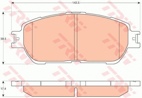 GDB3612 TRW Тормозные колодки дискові TOYOTA Camry(V30) "F "01-06