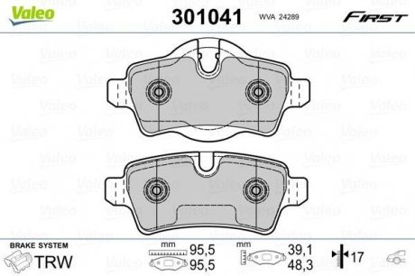 301041 Valeo Колодки тормозные