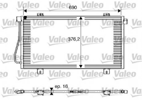 817742 Valeo Радиатор кондиціонера, 1.9-2.2-2.5dCi 02- (690x376x16)