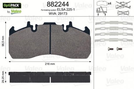 882244 Valeo Тормозные колодки, дискове гальмо (набір)