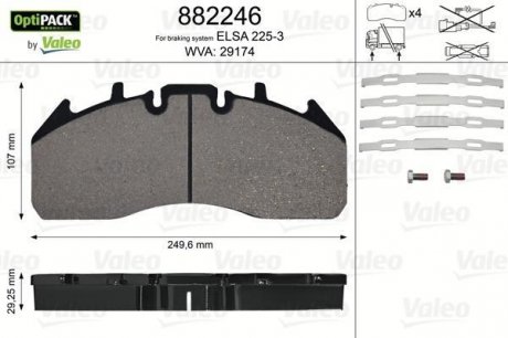 882246 Valeo Тормозные колодки, дискове гальмо (набір)