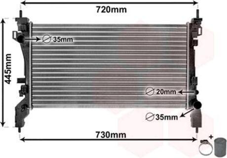 17002385 Van Wezel Радиатор охолодження BIP/NEMO/FIORINO 1.3D-AC (вир-во Van Wezel)