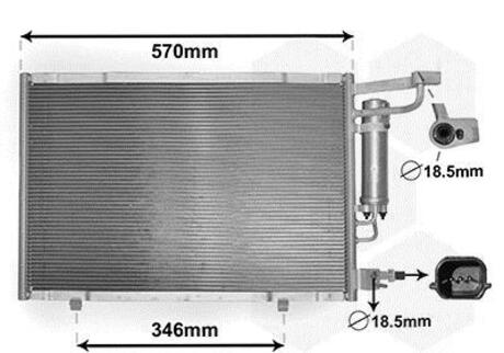 18005615 Van Wezel Радиатор кондиционера FIESTA VI 1.5 TDCi 02/13+ (пр-во Van Wezel)