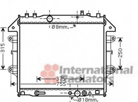 53002496 Van Wezel Радиатор охлаждения TOYOTA HI-LUX VII (AN10, AN20) (05-) (пр-во Van Wezel)