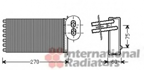 58006296 Van Wezel Радиатор отопителя transporter t4 28i/25d 00(пр-во van wezel)