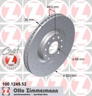 100.1249.52 ZIMMERMANN Диск тормозной