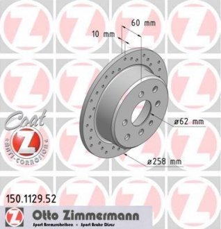 150 1129 52 ZIMMERMANN Тормозной диск