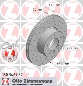 150 3467 52 ZIMMERMANN Тормозной диск