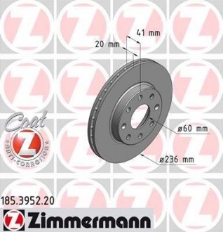 185.3952.20 ZIMMERMANN Диск тормозной