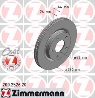 200.2526.20 ZIMMERMANN Диск тормозной COAT Z