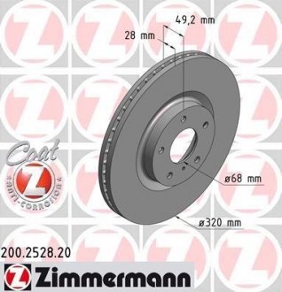 200252820 ZIMMERMANN Диск тормозной