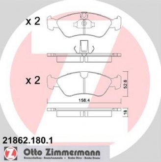 218621801 ZIMMERMANN Тормозные колодки, дискове гальмо (набір)