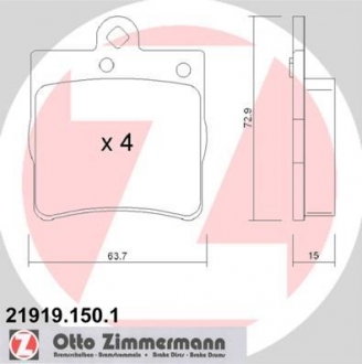 219191501 ZIMMERMANN Тормозные колодки зад Mercedes W203 1,8i-2,4i (TEV