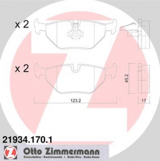 219341701 ZIMMERMANN Гальмiвнi колодки дисковi