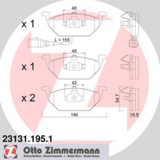 231311951 ZIMMERMANN Тормозные колодки перед Audi A3 1.9TDI 96-/Skoda O