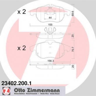 234022001 ZIMMERMANN Гальмiвнi колодки дисковi