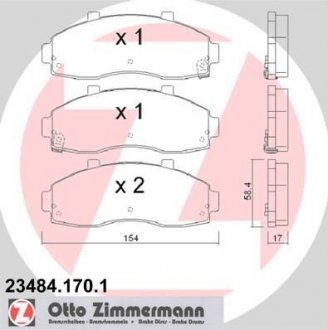 234841701 ZIMMERMANN Тормозные колодки, дискове гальмо (набір)