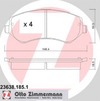 236381851 ZIMMERMANN Тормозные колодки, дискове гальмо (набір)