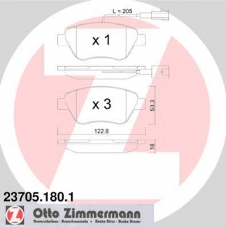 237051801 ZIMMERMANN Гальмiвнi колодки дисковi