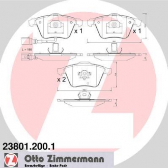 238012001 ZIMMERMANN Гальмiвнi колодки дисковi