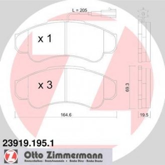 239191951 ZIMMERMANN Тормозные колодки, дискове гальмо (набір)