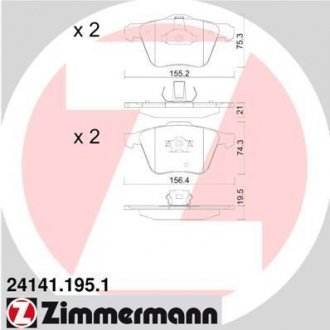 24141.195.1 ZIMMERMANN Комплект тормозных колодок